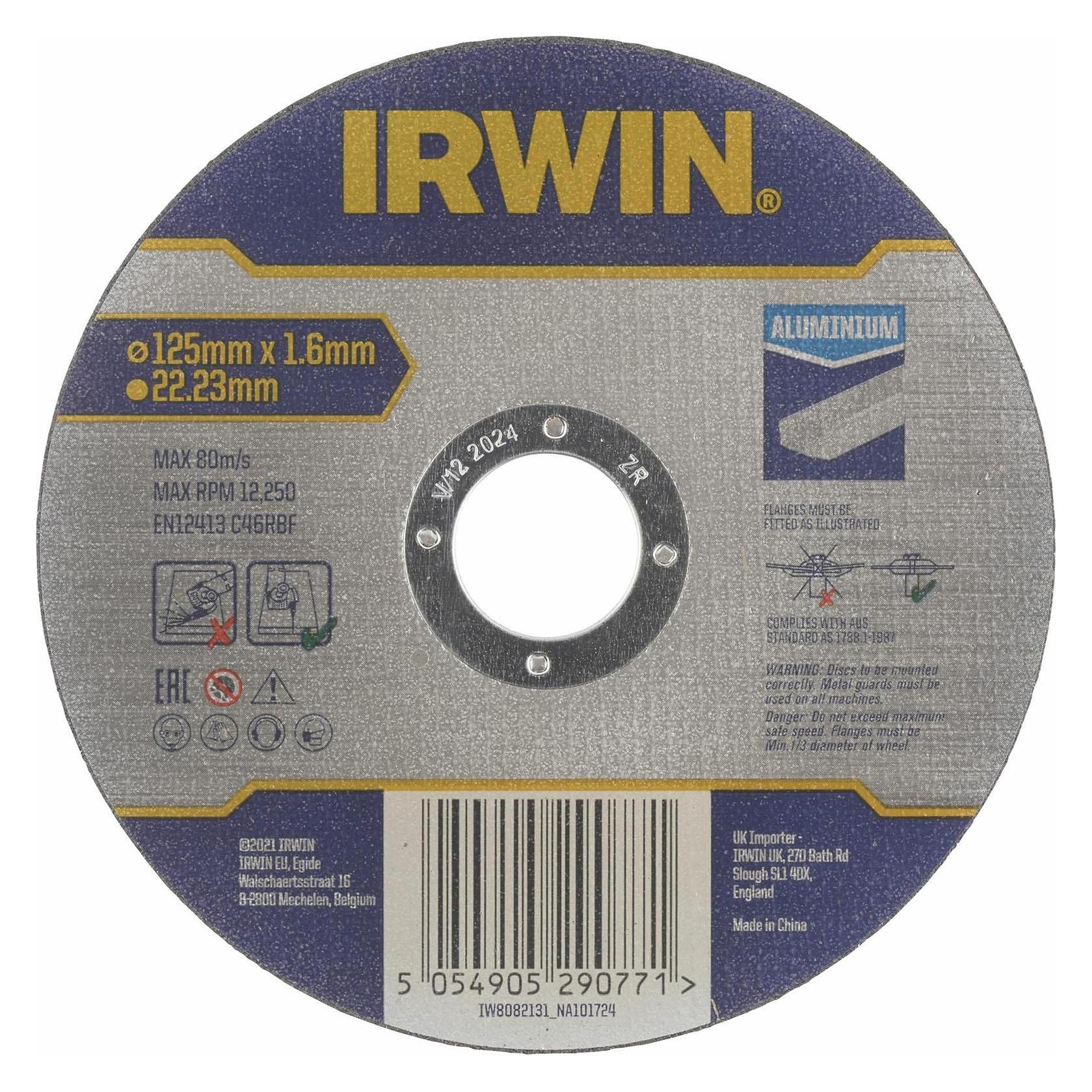 Irwin ALUMINIUM-SCHNEIDSCHEIBEN, FLACH 125 mm x 1,6 mm x 22,23 mm (IW8082131)