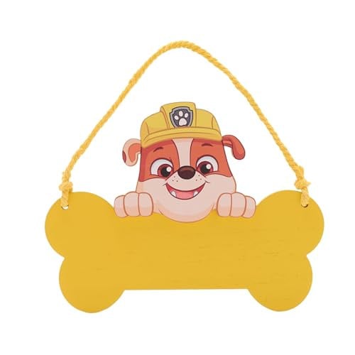 Widdop Paw Patrol Rubble Houten Deurhanger voor Kinderen - Geel