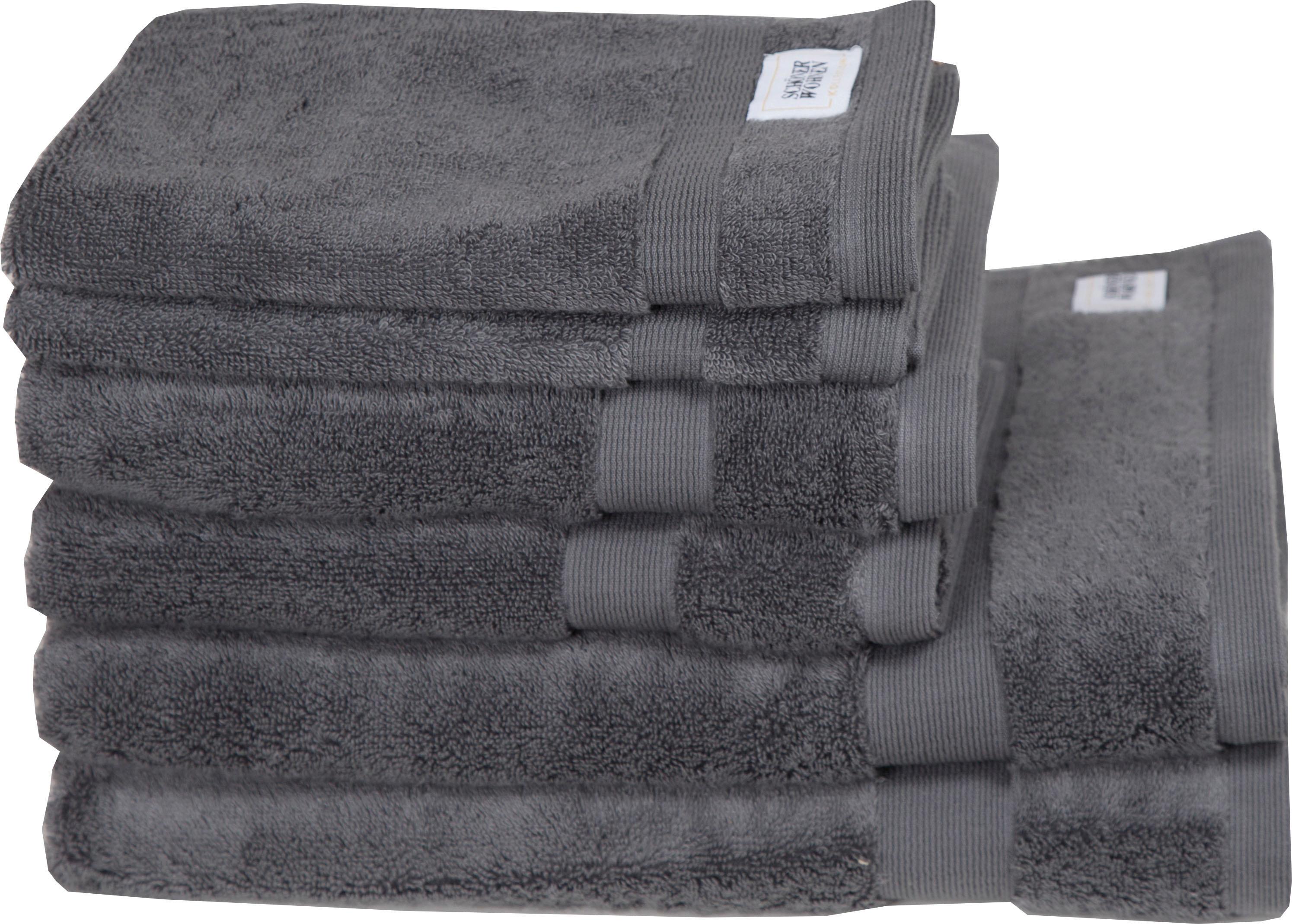 Handtuch Set "Cuddly", grau (anthrazit), 6 Stk., Frotteevelours, Frotteevelours, Obermaterial: 100% Baumwolle, SCHÖNER WOHNEN-KOLLEKTION, Handtücher, Handtuch Set, schnell trocknende Airtouch-Qualität anthrazit 6 Stk., Frotteevelours