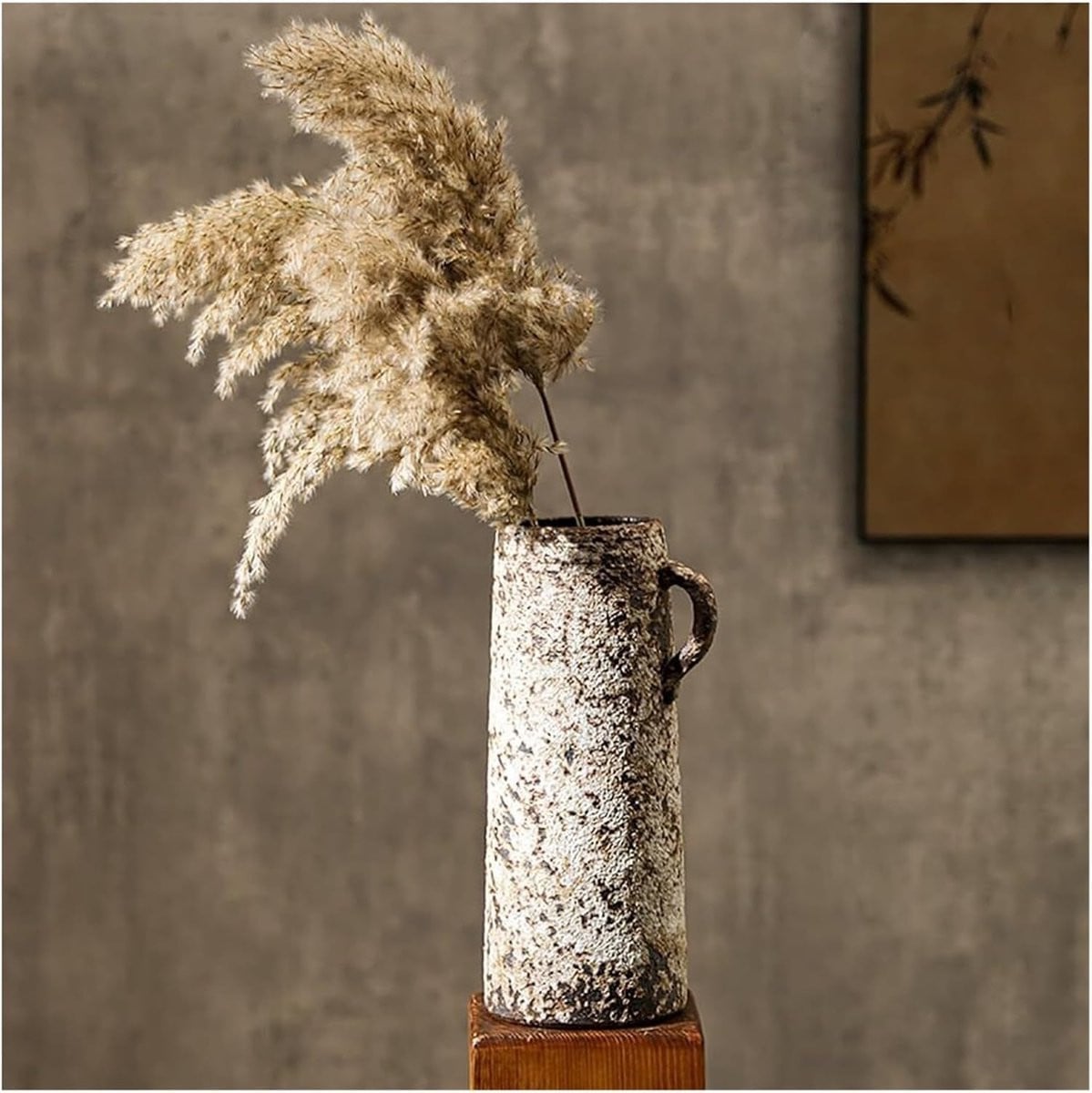Decoratieve Keramische Vaas - Rustieke Kruik - Middelbruin Aardkleur - Hoogte: 32 cm