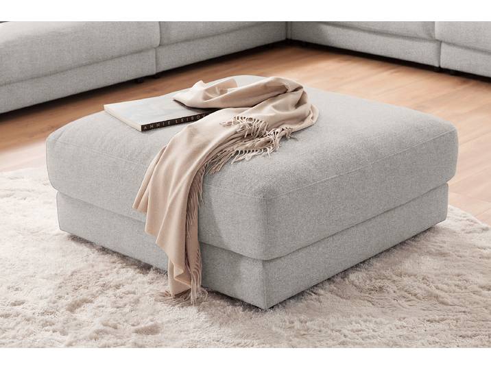Polsterhocker 100 x 44 x 100cm Grau Webstoff Esila: Hellgrau Polyurethanschaum