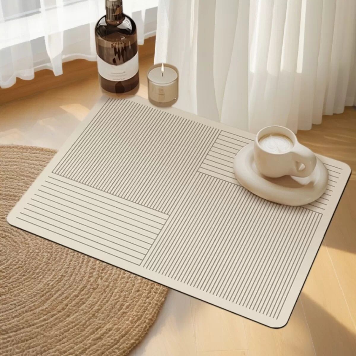INF Küchen-Abtropfmatte 40x50cm (3.5mm) – saugfähige, hitzebeständige Off-White Tech-Gewebe Abflussmatte