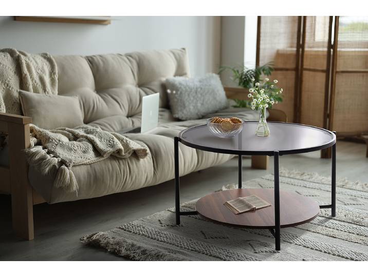 Couchtisch Eilean Ø 80cm Schwarz/Braun