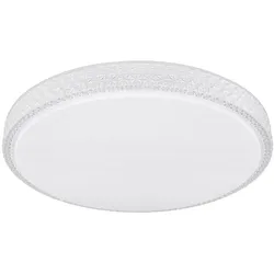 Deckenleuchte mit Fernbedienung Deckenlampe dimmbar Kristalle Kristallleuchte Sterneneffekt, CCT, Metall weiß, LED 40W 3200Lm warmweiß-kaltweiß, D 60 cm