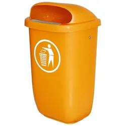 Hardwex Abfallbehälter / Papierkorb für den Außenbereich, 50 Liter, nach DIN 30713 - Orange