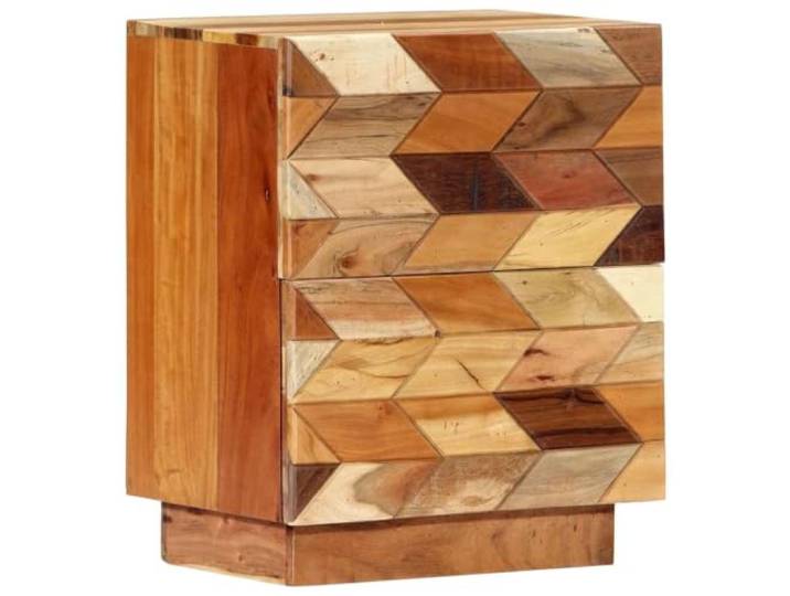 HEFZGDB Nachttisch 40x30x50 cm Altholz Massiv Vintage Design mit 2 Schubladen für Wohnzimmer und Schlafzimmer Dieser Elegante Nachtschrank aus massivem Altholz verleiht Ihrem
