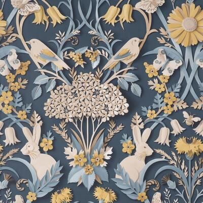 Fine Decor Fae Navy Woodland Wall - 20.5 x 396 x 0.025