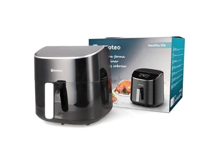M mimotec -Serena Touch 7,6l Luftfritteuse ohne Öl, 2000W, 8 Menüs, Touch-Steuerung, einstellbarer Timer 60 Minuten, 80-200°C, Fettreduzierung, ideal für eine gesunde Küche