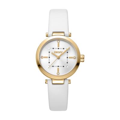 Quarzuhr DKNY "Urban", gold (weiß, silberfarben), Armbanduhren, Damen, goldfarben-weiß, Quarzuhr, Armbanduhr, Damenuhr, Lederarmband, analog