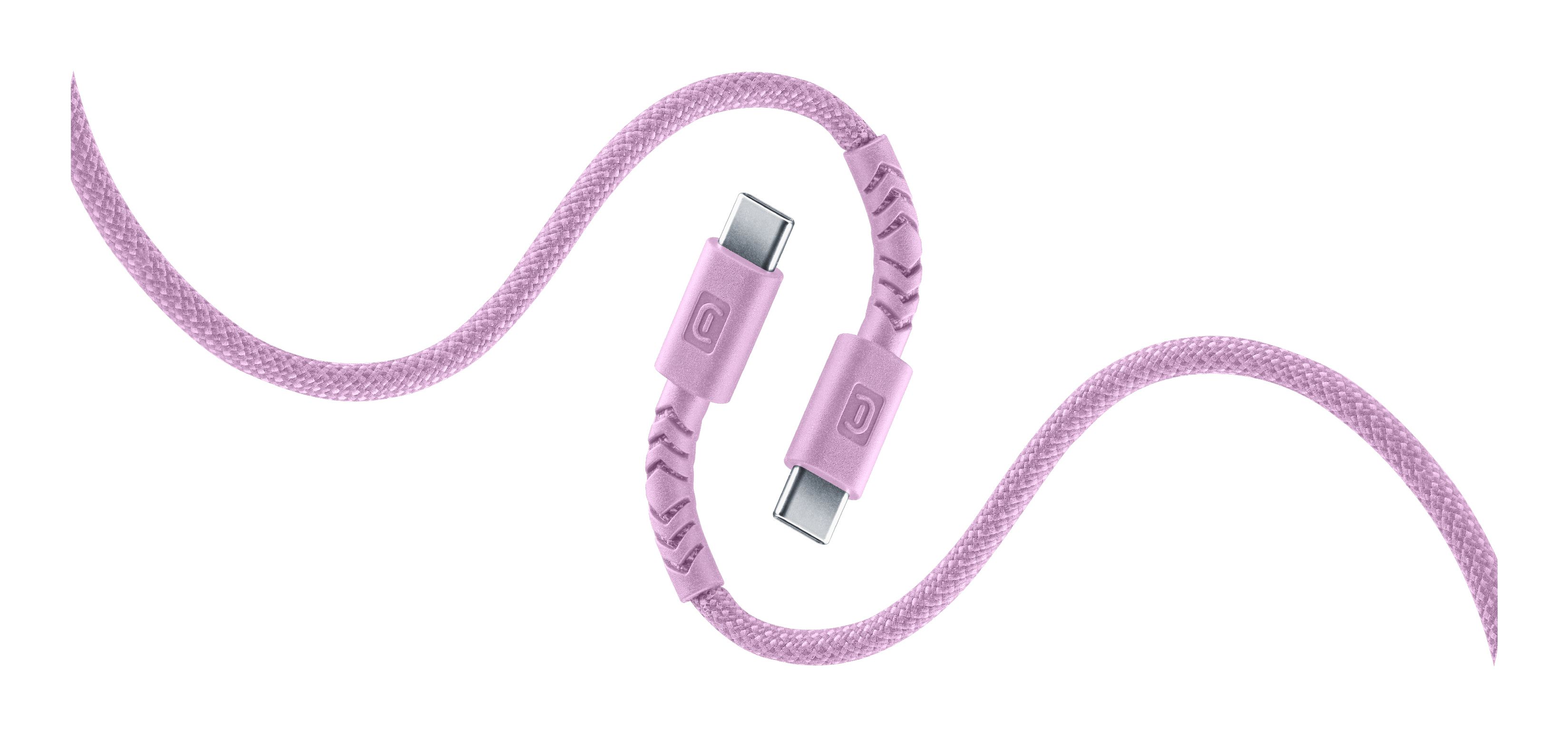 Cellular Line Stecker USB C auf USB C bis 60 W 1,5 m Flexi Braided Data Cable (Pink) USBDATAUBRC2C15P