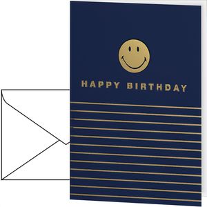Perleberg Geburtstagskarte 7510209, Smiley, Klappkarte mit Umschlag, 11,6 x 16,6 cm