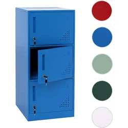 Spind HWC-P63, Schließfach Wertfachschrank Schließfachschrank 3 Türen, 90x38x45cm Stahl ~ blau