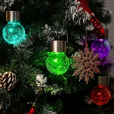 Inspired Living Solar Hanging Lights Outdoor Waterproof Cracked Glass Solar Garden Lantern multicolor 3pcs