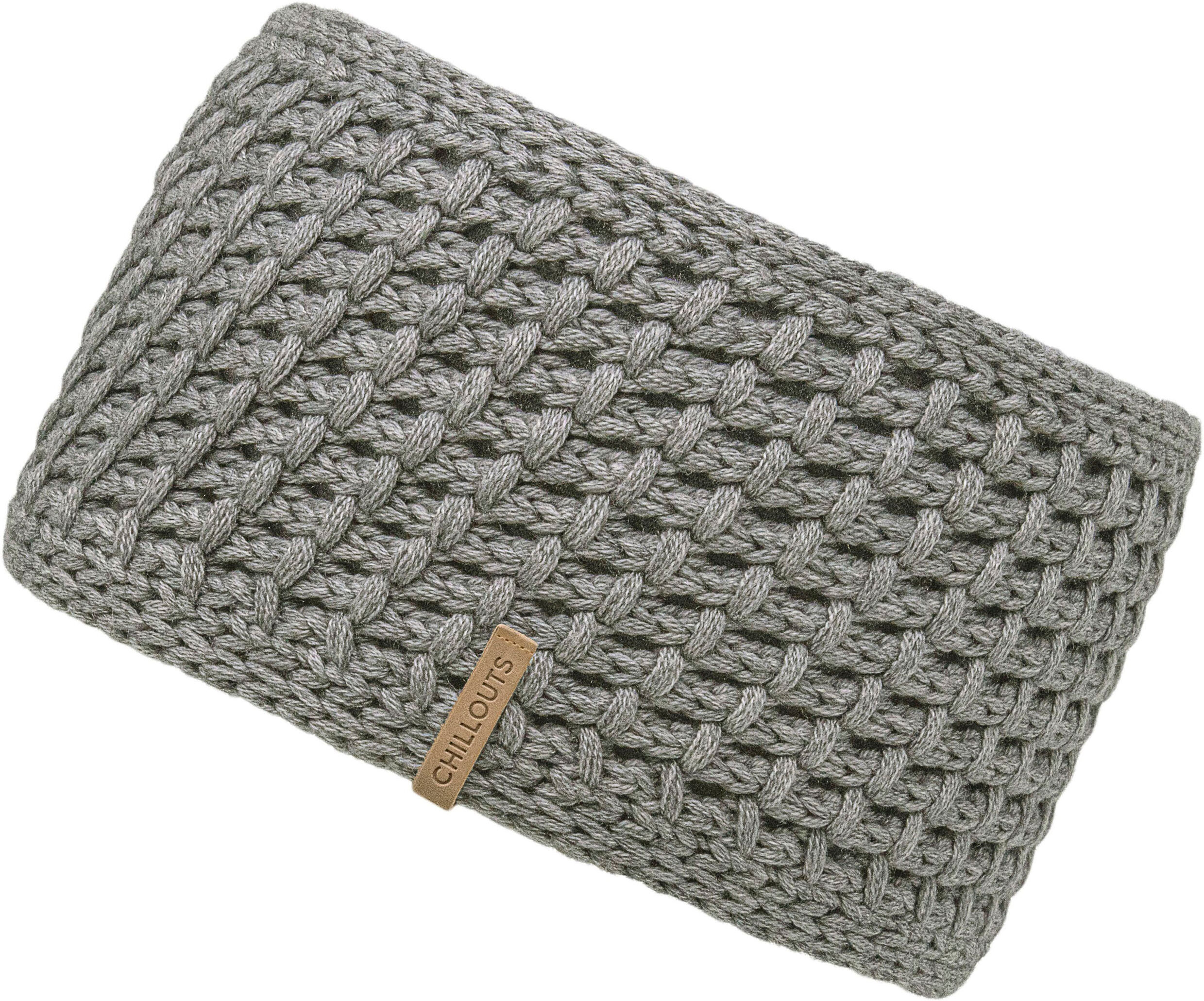 Stirnband CHILLOUTS "Cleo Headband", Damen, grau, Grobstrick, Materialmix, unifarben, Mützen Stirnband, auffallendes Strickmuster, gefüttert grau Einheitsgröße