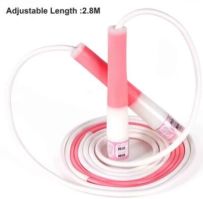 Clever Finds Kids Adjustable Jump Rope Tangle Free Skipping Rope With Non Slip Handles And Name Tag pink 2.8m