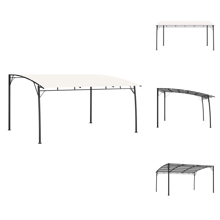 vidaXL Garten-Sonnenschutz 4x3x2,55 m Cremeweiß - Pavillons & Partyzelte