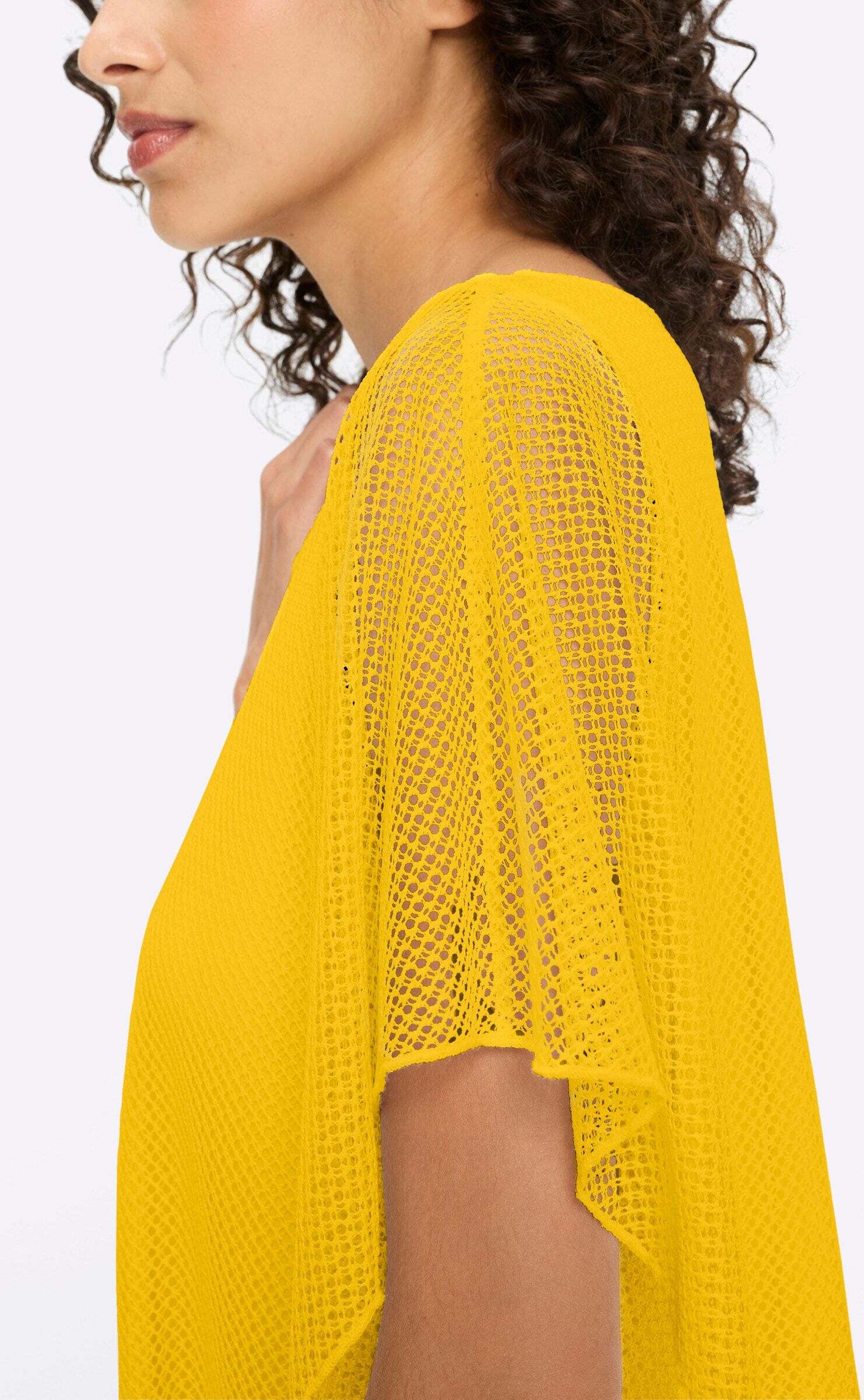 2-in-1-Shirt HEINE "2-in-1-Shirt Kurzarmshirt im Poncho-Stil", Damen, Gr. 40, sonnengelb, Modisch, Rundhals, Shirts 2-in-1-Shirt