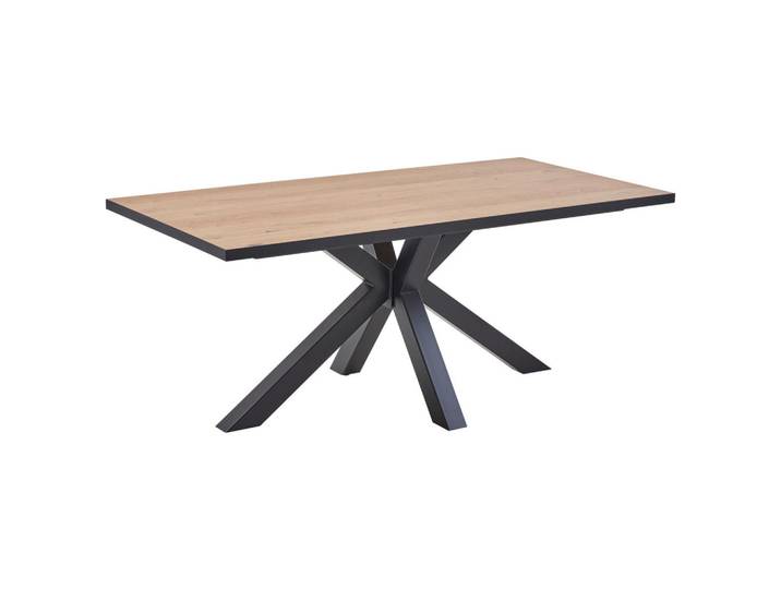 Valdera Esstisch, Schwarz, Eiche, Holz, Eiche, furniert, rechteckig, Sternfuß, 100x76x180 cm, in verschiedenen Größen erhältlich, Variantenauswahl, Esszimmer, Tische, Esstische