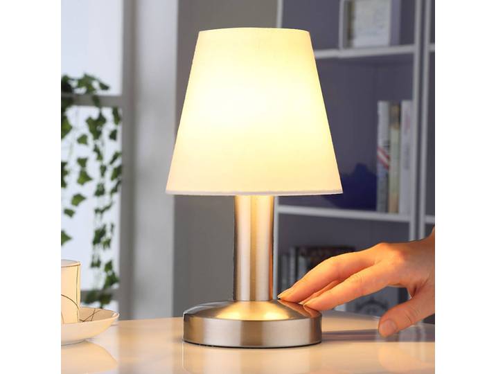 Tischlampe Hanno Lindby, weiß / opal, für Schlafzimmer, Textil / Stoff / Seide, Modern, Tischlampe