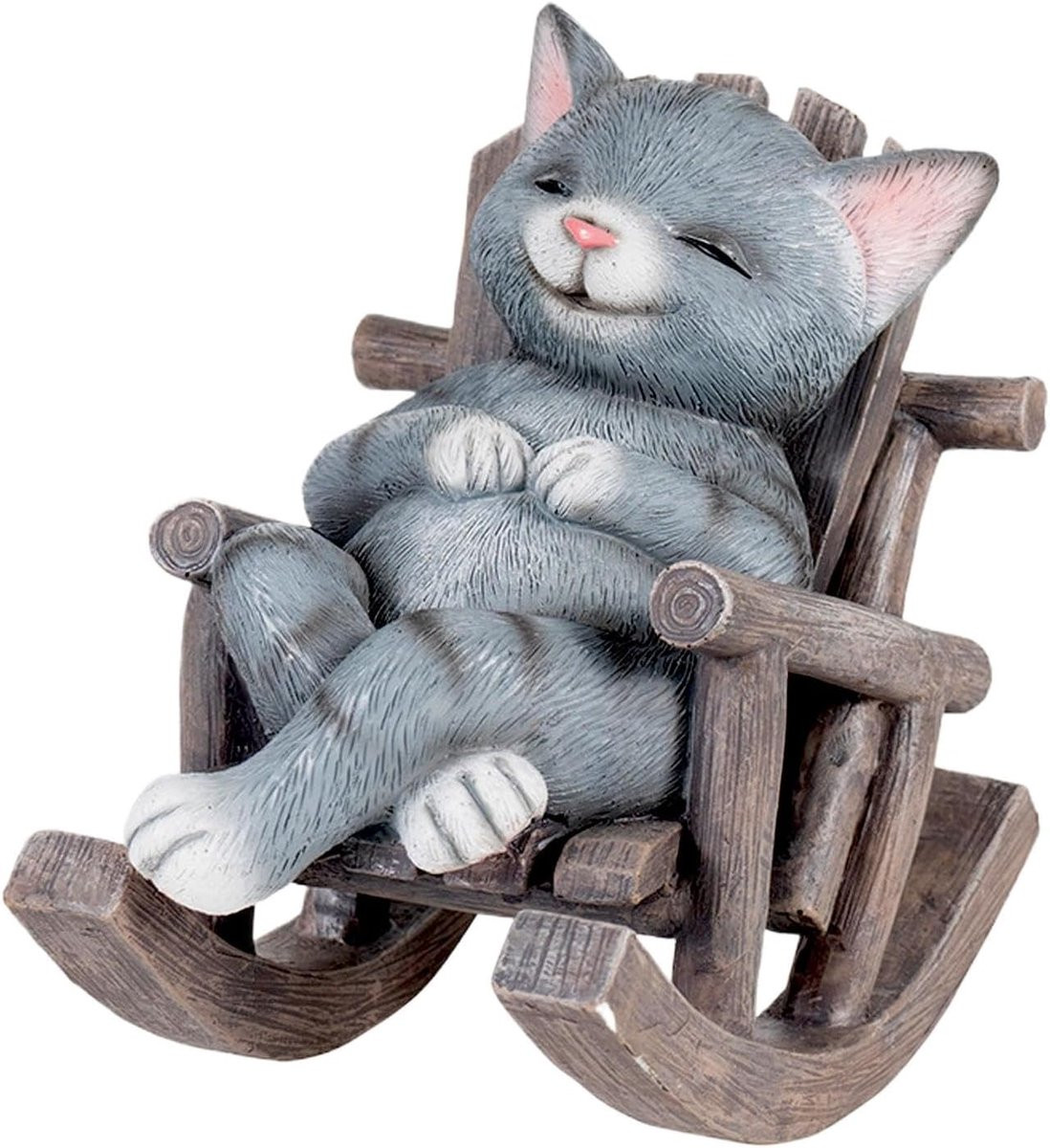 Set van decoratieve kattenbeeldjes met realistisch ligstoel ontwerp, 11 x 16,5 cm