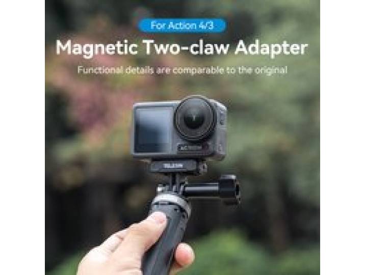 TELESIN Magnetische twee klauwadapter Actiecamera-accessoires voor DJI OSMO Action 3 4-adapter