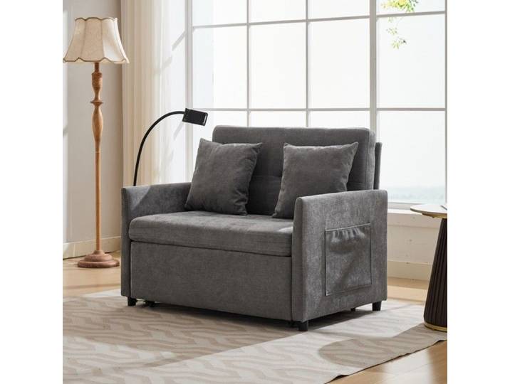 Canapé‑lit convertible gris 1 place 109x72x83 5cm design minimaliste canapé multifonction pour salon bureau et studio