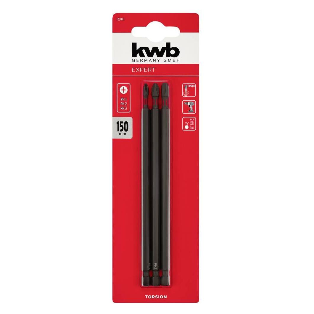 kwb 3 Torsions Bits 150mm PH Set (123041)