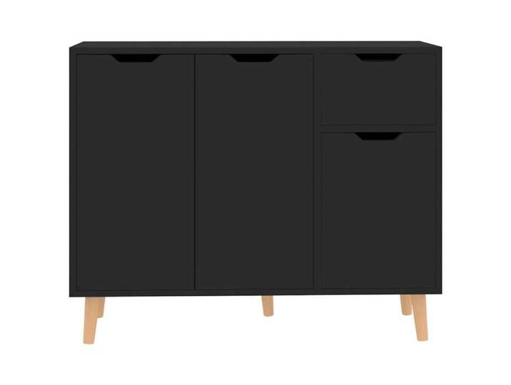 Meuble rangement - Buffet noir 90x30x72 cm bois d'ingénierie poisd:22.5kg &5816