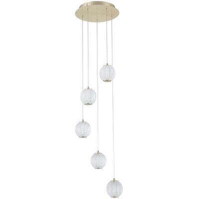 SEARCHLIGHT LED-Hängeleuchte "Hängeleuchte Allure, 5-flammig", gold (messing), 5, Ø 30cm H: 110cm, 1 Stk., Leuchten, Eiskugel-Optik