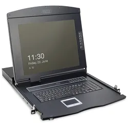 DIGITUS "Modulare Konsole mit 17"" TFT (43,2cm), 1-Port KVM & Touchpad, DE Tastatur, RAL 9005 sw"
