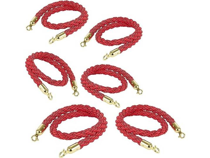 Gedrehtes dekoratives Warteschlangenabsperrseil mit Haken(6 Pack,350Cm/138 in)