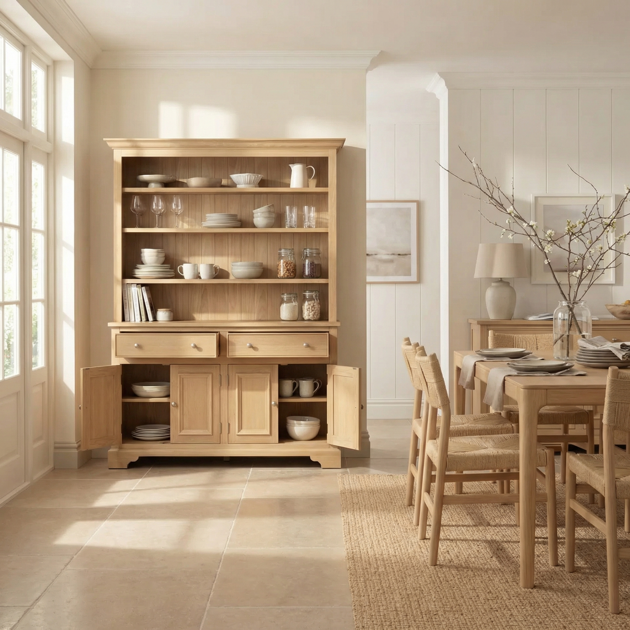 Harbour Lifestyle Amberley 5ft Grand Open Dresser in Light Oak