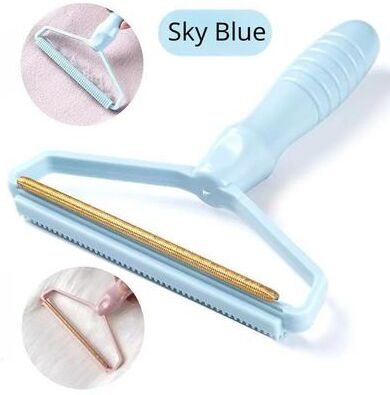 Inspired Living Silicone Double Sided Pet Hair Remover Brush For Clothes, Furniture & Pet Grooming sky Blue