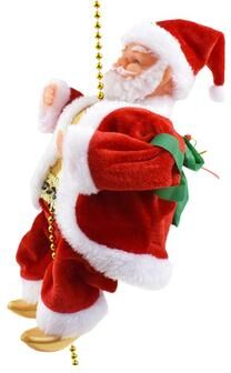Modern Mode Marketplace Christmas Decorations Santa Claus Doll With Light Music, Santa Claus Climbing Beads, Family Party Decorations Christmas red