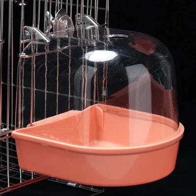 Uplifted Finds Hanging Bird Bath Box   Clear Parakeet Shower For Cages   Professional Bird Grooming Accessory pink