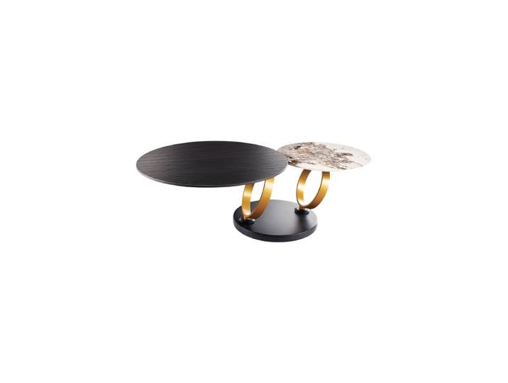 Schwenkbarer Design Keramik Couchtisch „Dancing“ Schwarz / Naturstein Invicta Interiors