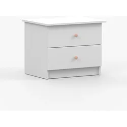 NACHTTISCH OLAF I Weiß 60,5/49/47 cm, Griff Rosa