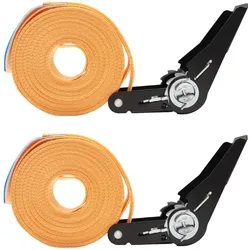 Baumarktplus 2x Spanngurt mit Ratsche 6m einteilig 800kg 0,8t orange