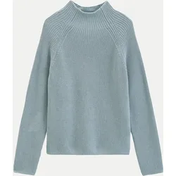 Strickpullover mit Stehkragen Blau M