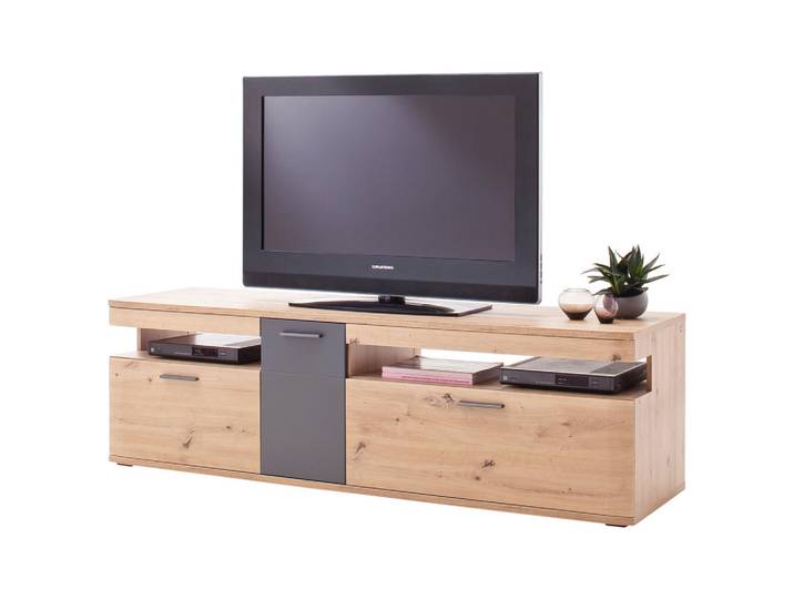Livetastic Tv-Element, Anthrazit, Eiche, Metall, 2 Schublade(n) Schubladen, 180x55x50 cm, Made in EU, Wohnzimmer, TV Möbel, TV-Racks