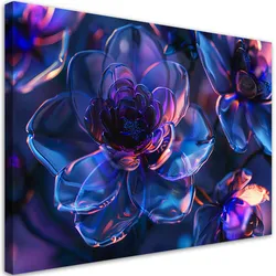 LEINWANDBILD Marineblaue Glasblumen - Tiefe 3D 90x60cm