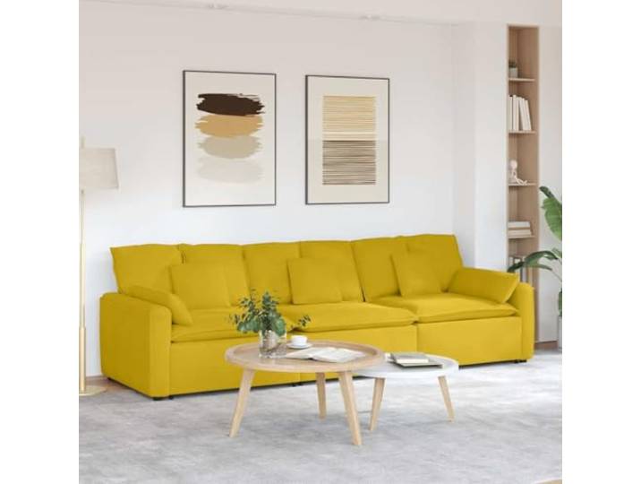 Modulares Sofa mit Kissen Gelb, 3-teilig, Samtstoff mit Metallrahmen Samtstoff weich, Textilene Sitzfläche, flexible Raumgestaltung, stabile Konstruktion, gemütliches Wohnzimmer