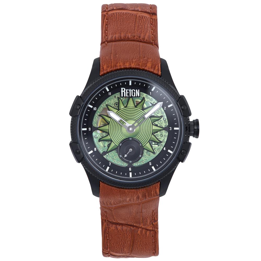 Reign Solstice Automatisch semi-skelet horloge - bruin/groen