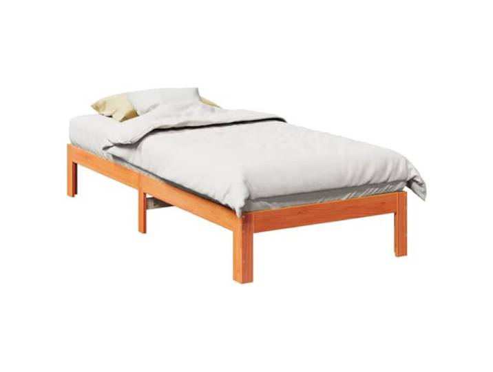Massives Kiefernholz Lattenrost Bettgestell ohne Boxspring 90x200 cm Braun Massivholzbett ohne Matratze Wachsbraun 90x200 Kiefernholz Stabil Bettgestell mit Lattenrost Familienbett Koppelbar