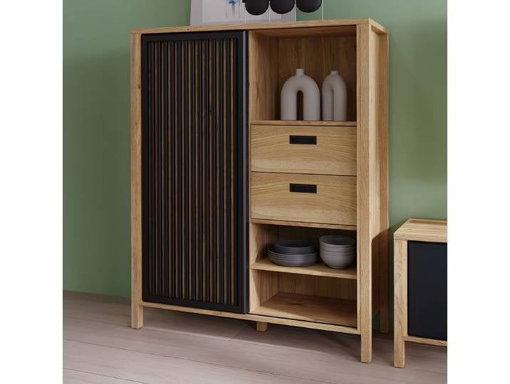 Highboard - Breite 103 cm 103 x 130 x 40cm Schwarz/Braun
