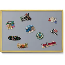 MAGNETTAFEL 60x40 cm Goldener Rahmen Grau