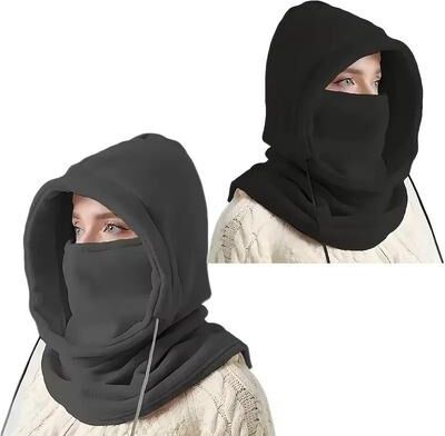 Uplift Essentials Unisex Winter Balaclava Knit Hood   Windproof Mask & Headgear For Cold Weather grey