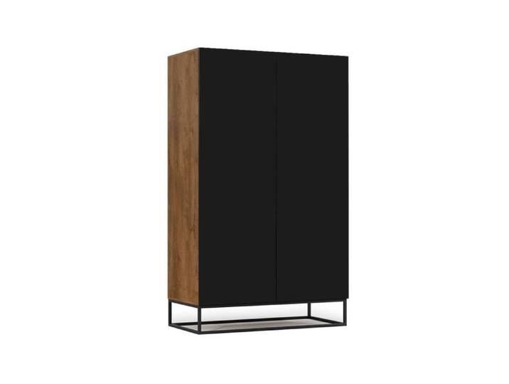 Roman - armoire - bois et noir - 120x200 cm - Bois / Noir