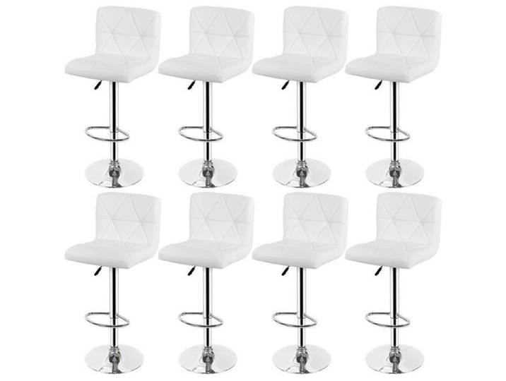Lot de 8 Tabourets de bar design en simili blanc - Sergé