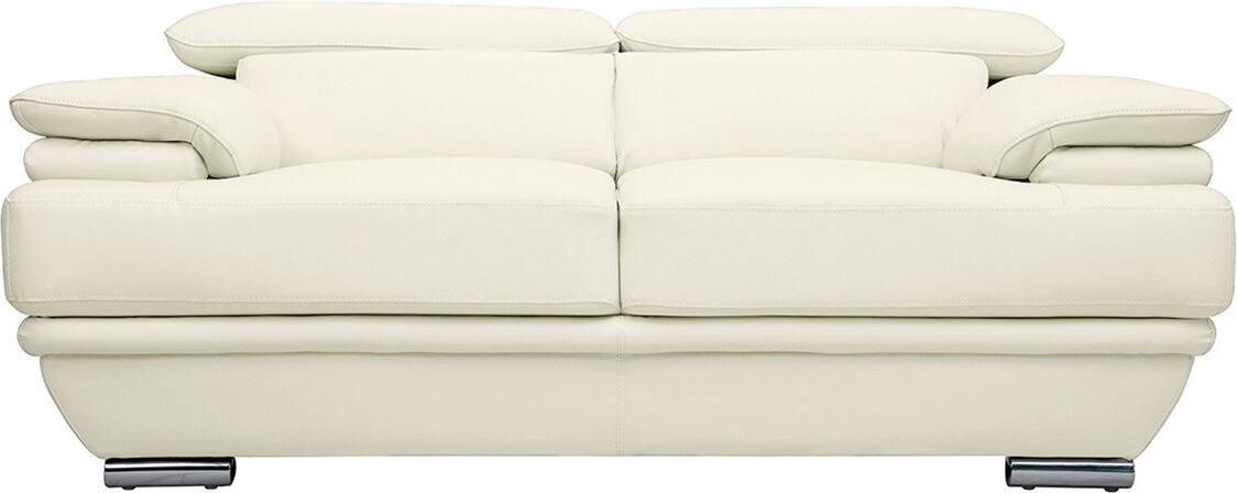 Miliboo Design-Ledersofa zwei Plätze verstellbares Kopfstück Weiß EWING - Büffelleder